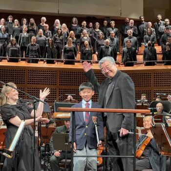 Zach being lauded as the boy soprano soloist for Lord of the Rings; Return of the King with the San Francisco Symphony